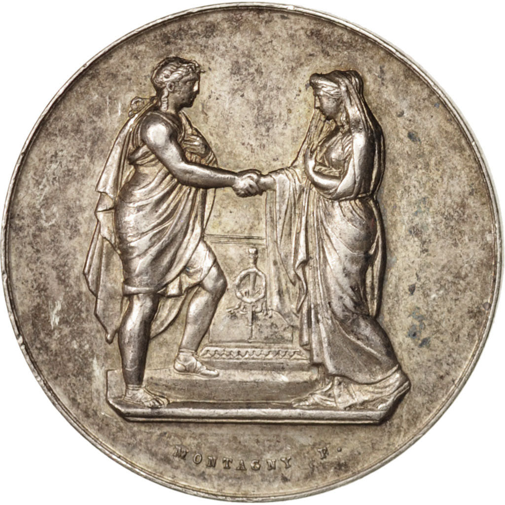 France, Medal, Wedding medal, Religions & beliefs, Montagny, SUP, Argent, 28