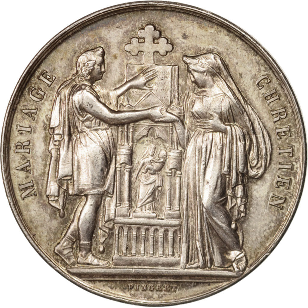 France, Medal, Wedding medal, Religions & beliefs, Pingret, AU(55-58), Silver