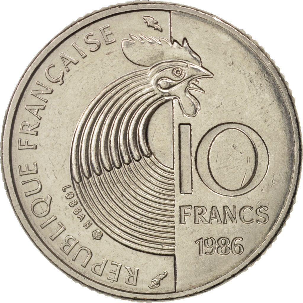 France, Schumann, 10 Francs, 1986, Paris, AU(50-53), Nickel, KM:958, Gadoury:825