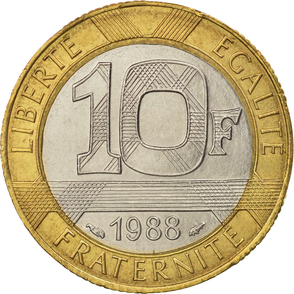 Coin, France, Génie, 10 Francs, 1988, Paris, AU(50-53), Bi-Metallic, KM:964.1