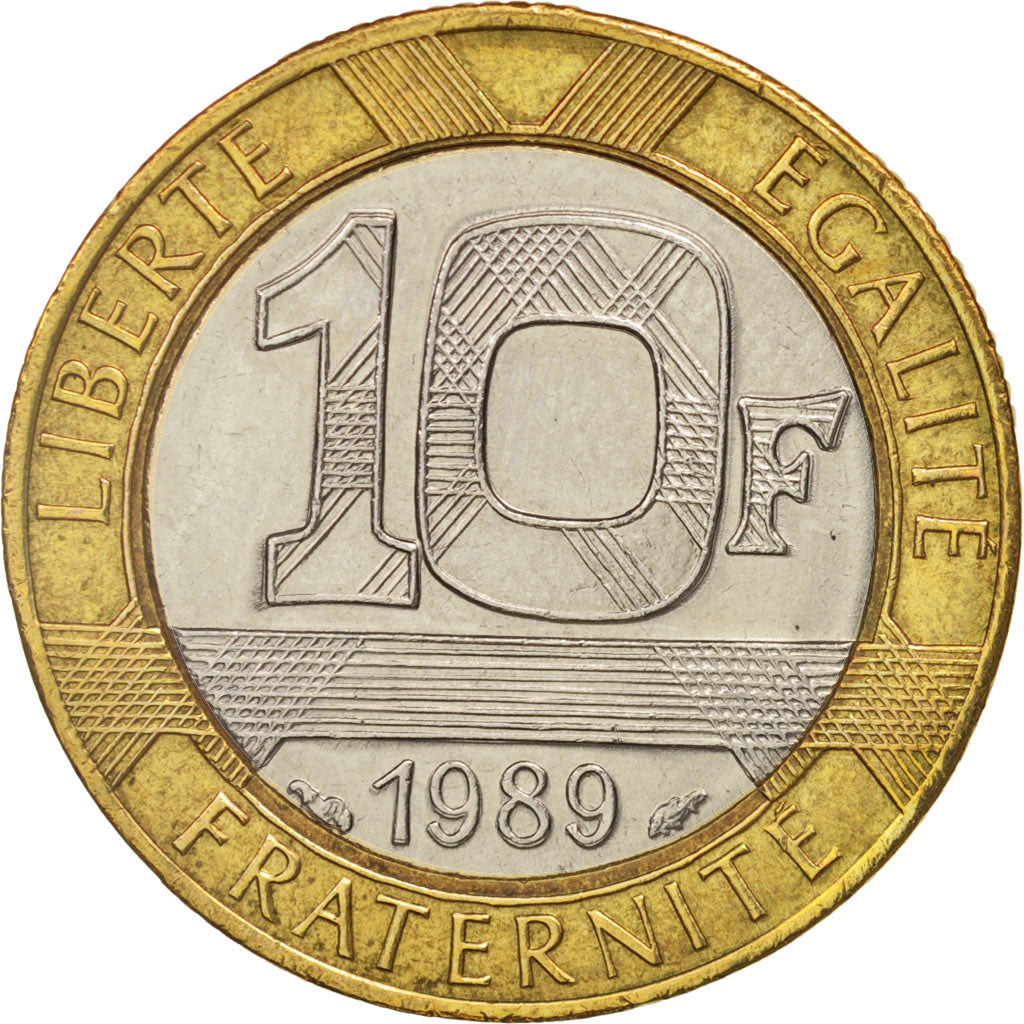 Moneta, Francia, Génie, 10 Francs, 1989, Paris, BB+, Bi-metallico, KM:964.1