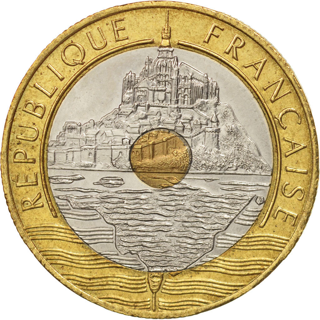 France, Mont Saint Michel, 20 Francs, 1991-1992, TTB+, Tri-Metallic, KM:1008