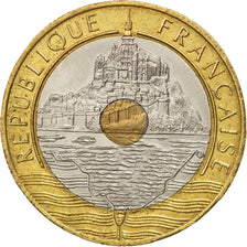 France, Mont Saint Michel, 20 Francs, 1991-1992, TTB+, Tri-Metallic, KM:1008