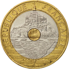 Moneta, Francia, Mont Saint Michel, 20 Francs, 1992, BB+, Tri-metallico