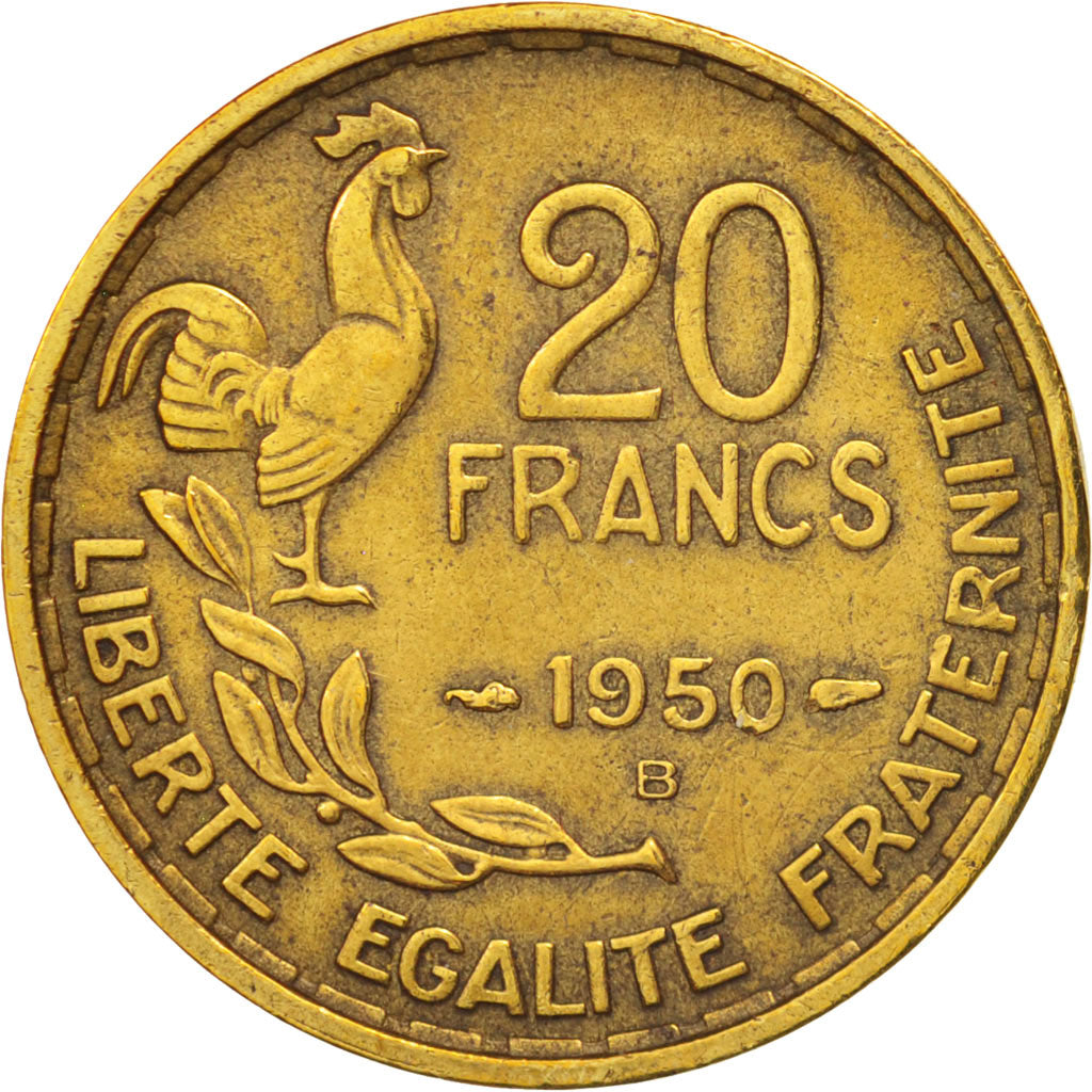 Coin, France, Guiraud, 20 Francs, 1950, Beaumont le Roger, EF(40-45)