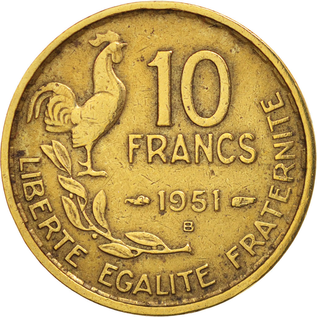 Monnaie, France, Guiraud, 10 Francs, 1951, Beaumont le Roger, TTB