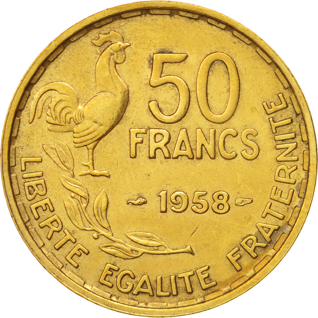 Moneta, Francia, Guiraud, 50 Francs, 1958, Paris, BB+, Alluminio-bronzo