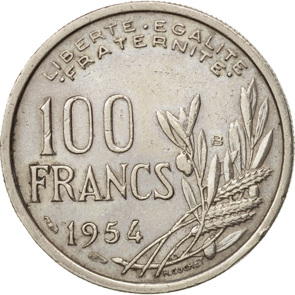 Coin, France, Cochet, 100 Francs, 1954, Beaumont le Roger, AU(50-53)