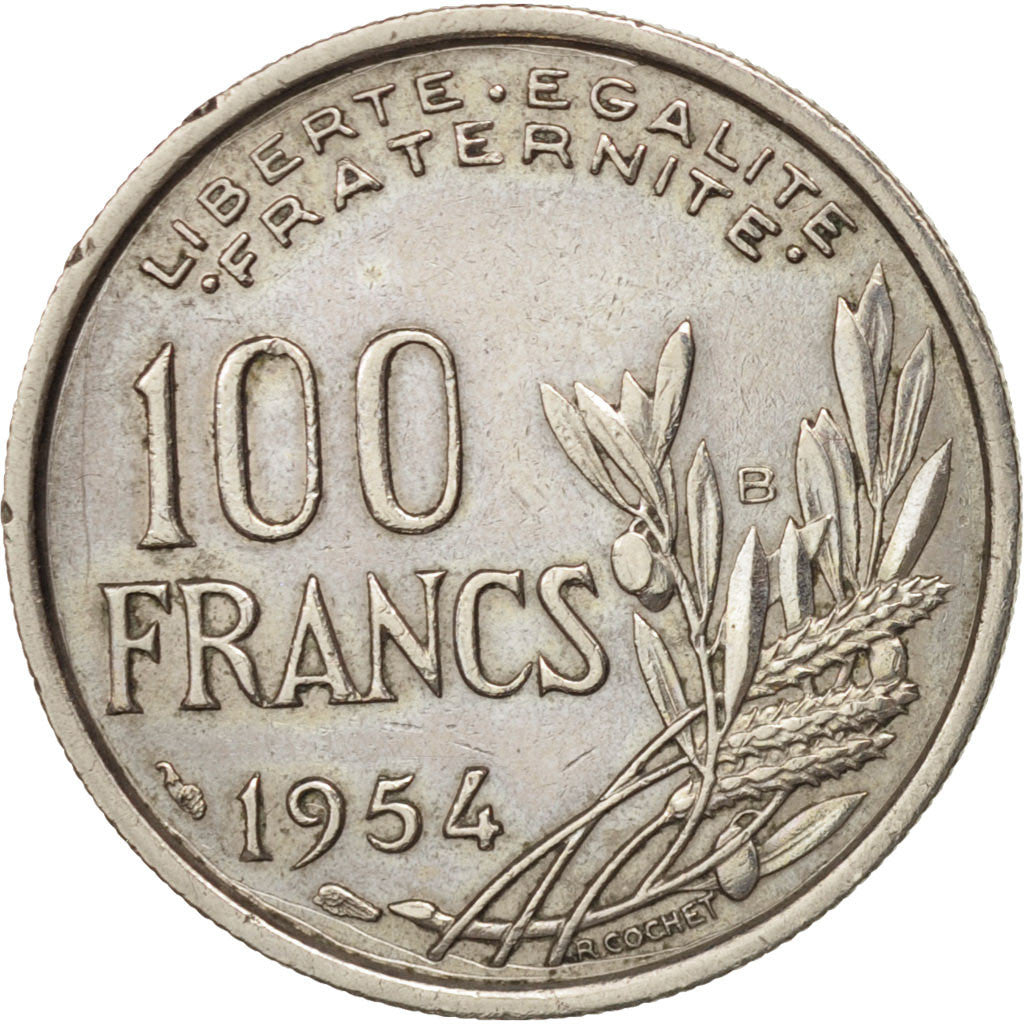 Coin, France, Cochet, 100 Francs, 1954, Beaumont le Roger, AU(50-53)