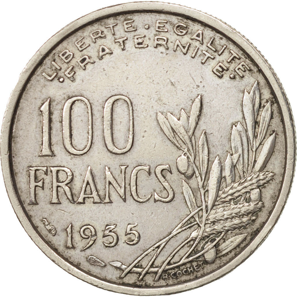 Coin, France, Cochet, 100 Francs, 1955, EF(40-45), Copper-nickel, KM:919.1