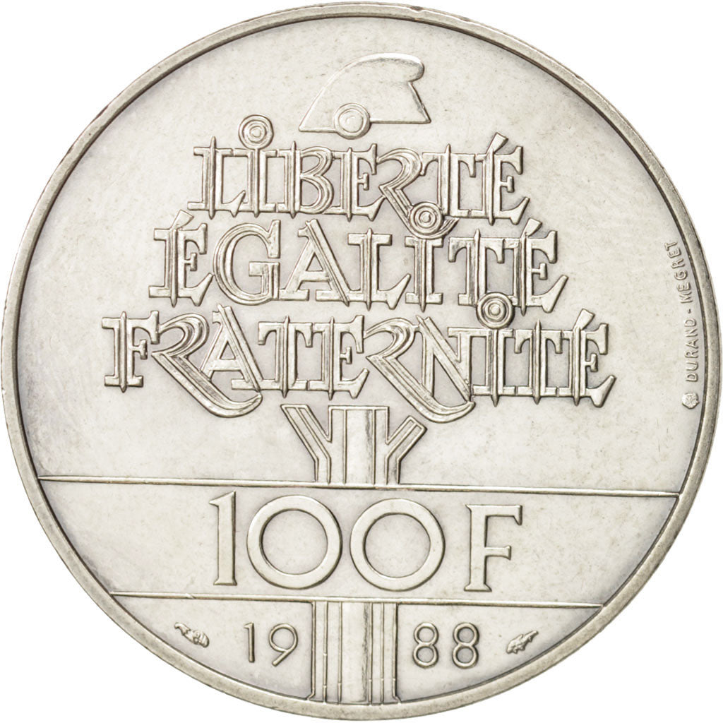 France, Fraternité, 100 Francs, 1988, Paris, AU(55-58), Silver, KM:966