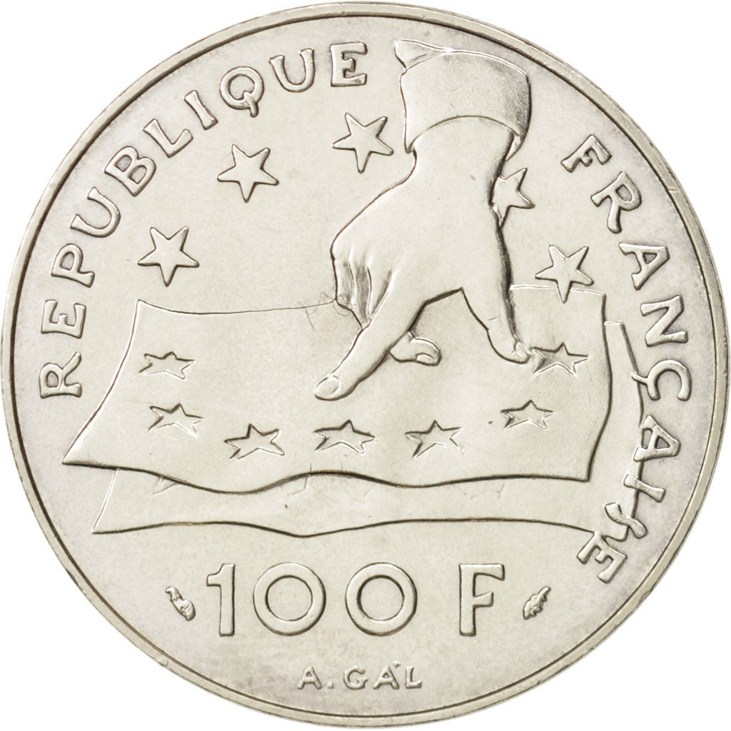 France, Descartes, 100 Francs, 1991, SUP, Argent, KM:996, Gadoury:906