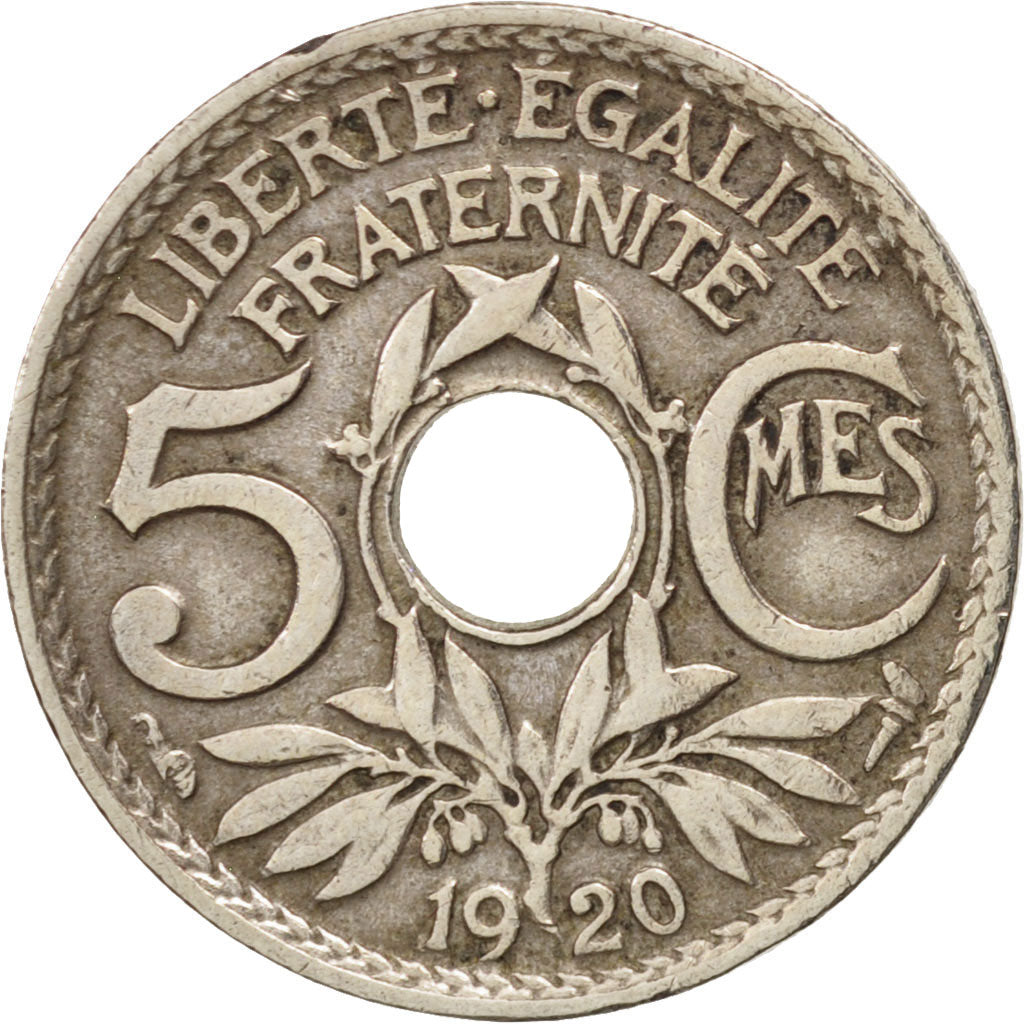 France, Lindauer, 5 Centimes, 1920, EF(40-45), Copper-nickel, KM:865