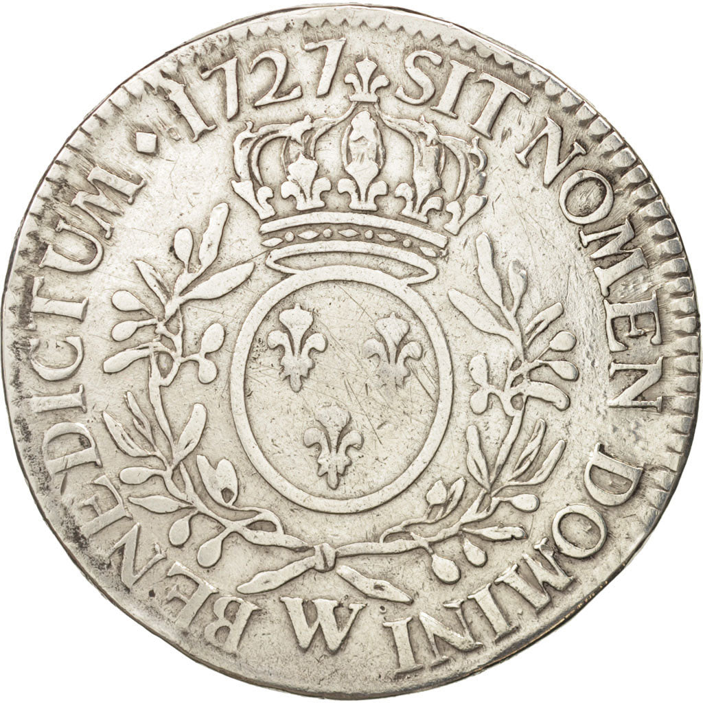 France, Louis XV, Écu aux branches d'olivier, Ecu, 1727, Lille, VF(20-25)
