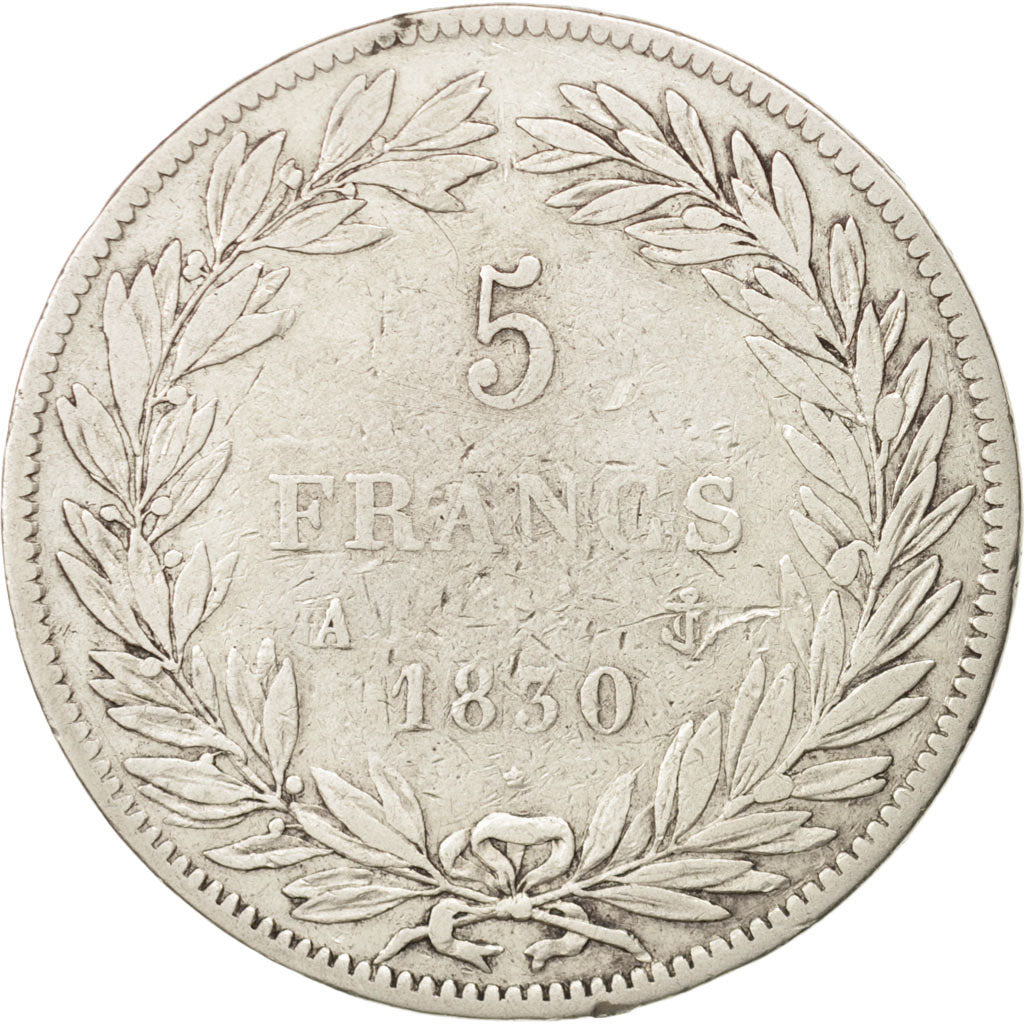 Munten, Frankrijk, Louis-Philippe, 5 Francs, 1830, Paris, ZG+, Zilver, KM:735.1