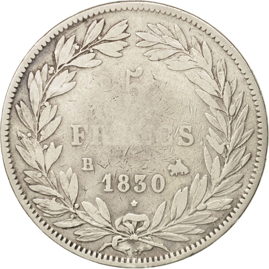 Munten, Frankrijk, Louis-Philippe, 5 Francs, 1830, Rouen, ZG+, Zilver, KM:737.2