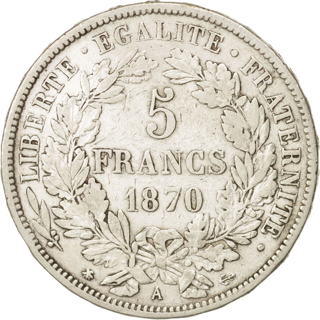 Münze, Frankreich, Cérès, 5 Francs, 1870, Paris, SS, Silber, KM:819