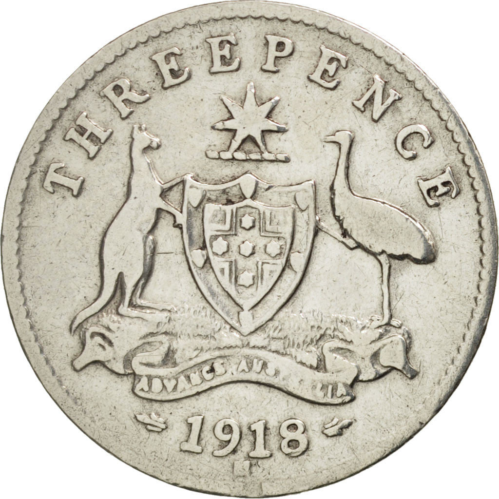 Coin, Australia, George V, Threepence, 1918, VF(30-35), Silver, KM:24