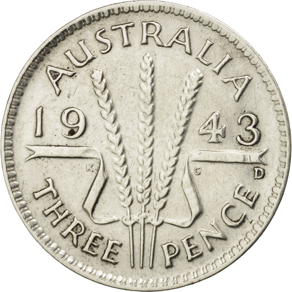 Munten, Australië, George VI, Threepence, 1943, ZF+, Zilver, KM:37
