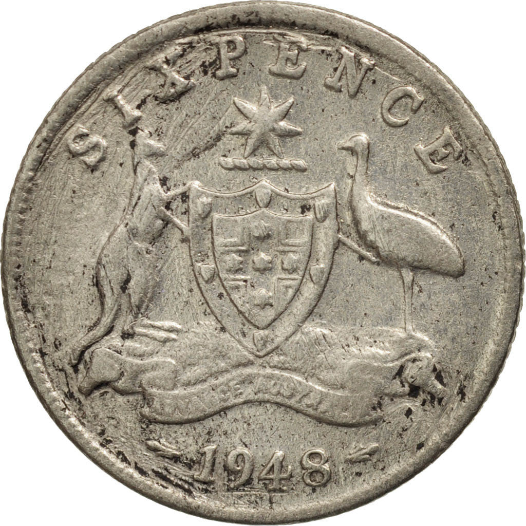 Australie, George VI, Sixpence, 1948, Melbourne, B+, Argent, KM:38a