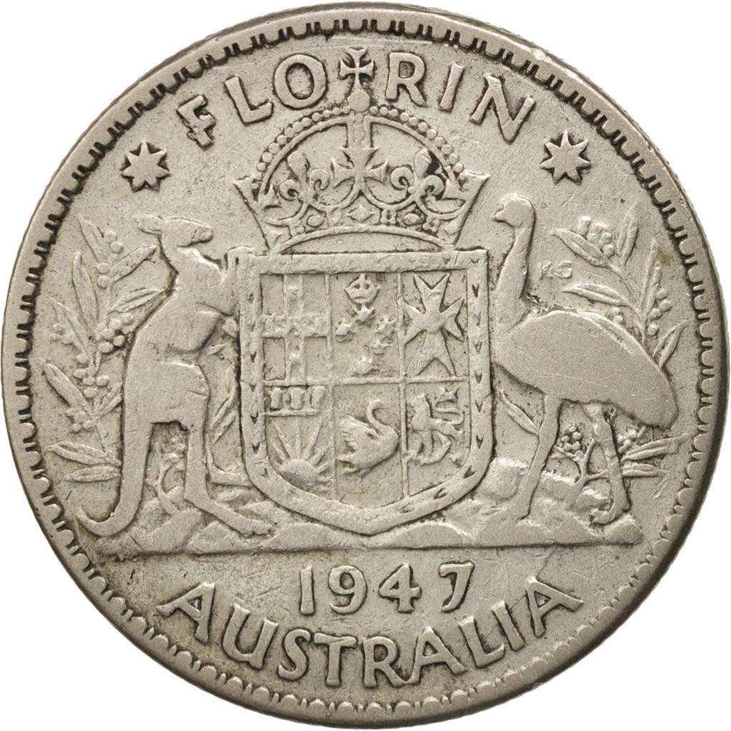 Australia, George VI, Florin, 1947, Melbourne, VF(30-35), Silver, KM:40a