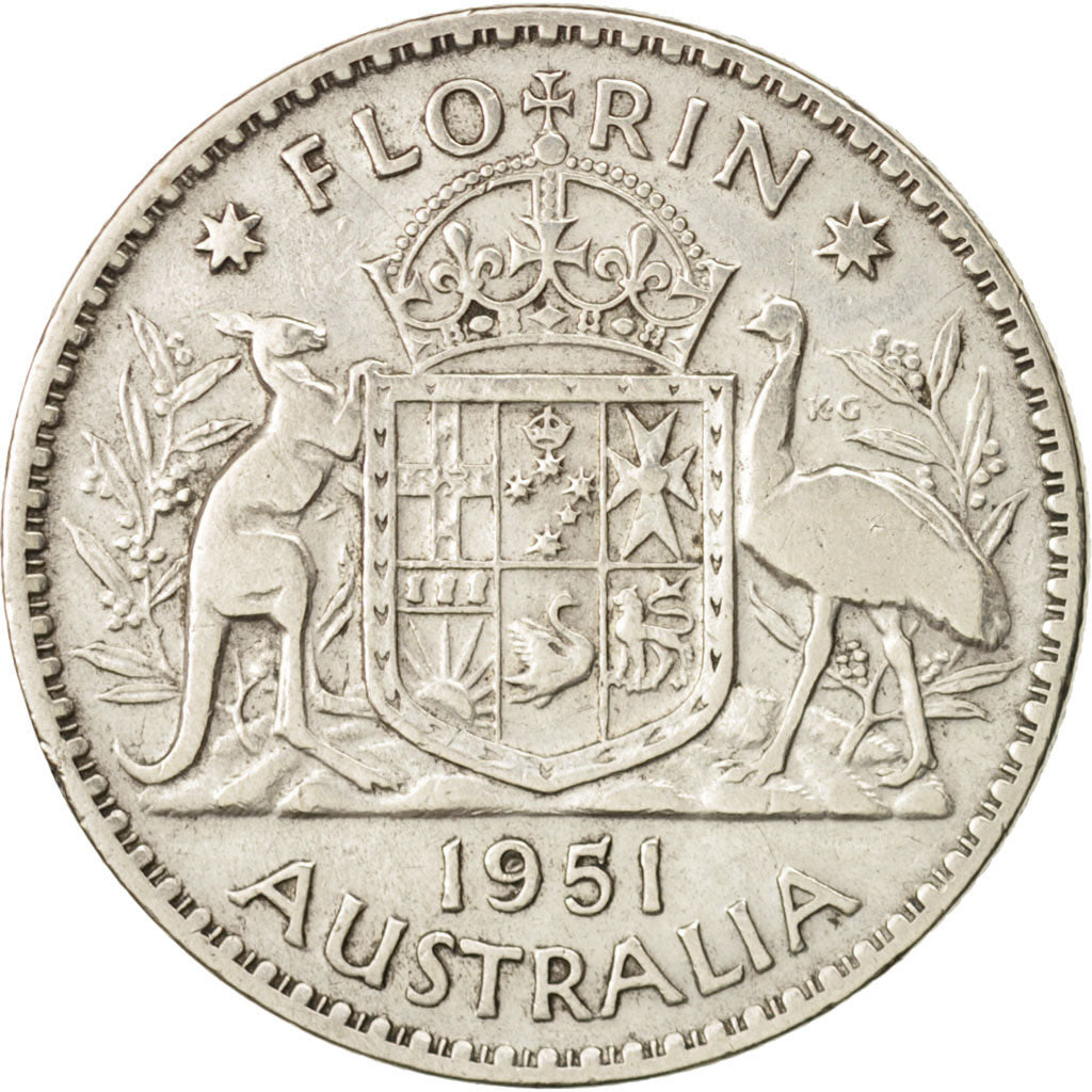 Coin, Australia, George VI, Florin, 1951, Melbourne, EF(40-45), Silver, KM:48