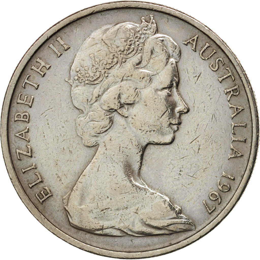 Coin, Australia, Elizabeth II, 20 Cents, 1967, EF(40-45), Copper-nickel, KM:66
