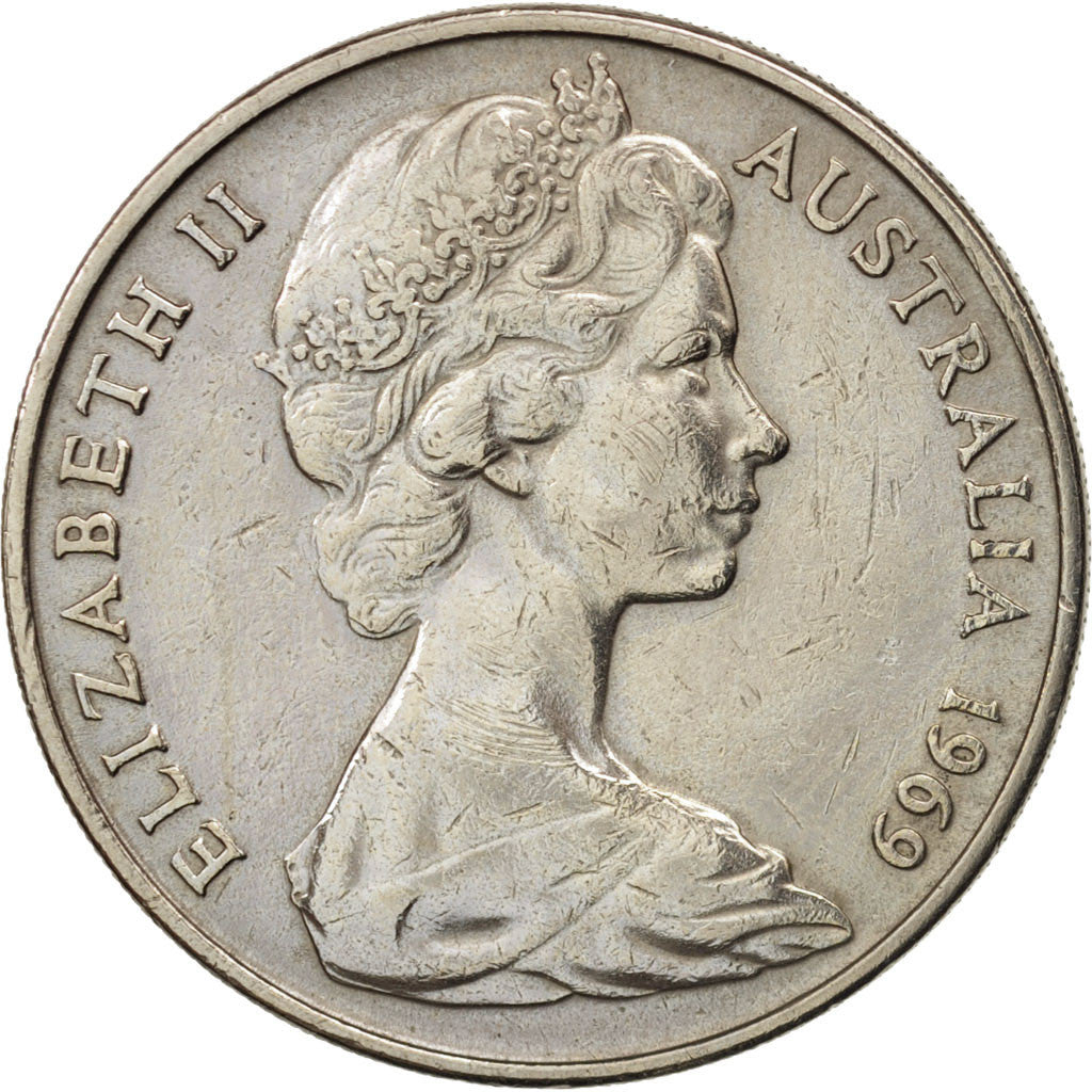 Coin, Australia, Elizabeth II, 20 Cents, 1969, EF(40-45), Copper-nickel, KM:66