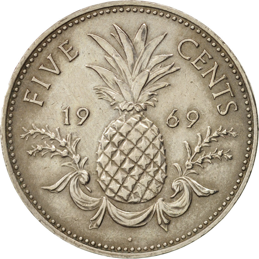 Bahamas, Elizabeth II, 5 Cents, 1969, BB+, Rame-nichel, KM:3