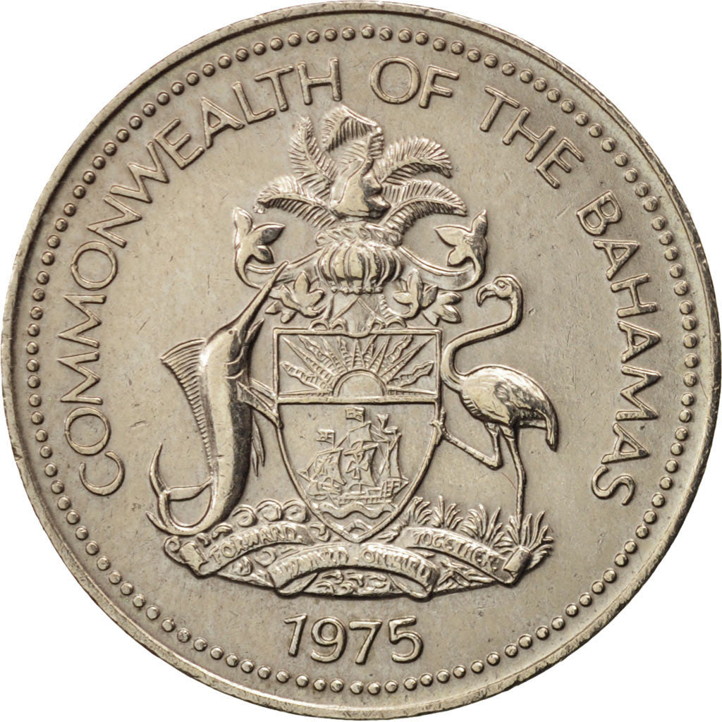 Bahamas, Elizabeth II, 5 Cents, 1975, Franklin Mint, MS(60-62), Copper-nickel