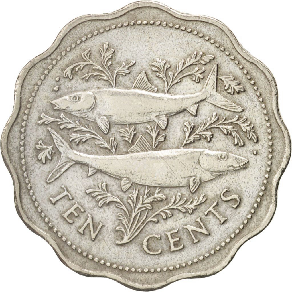 Bahamas, Elizabeth II, 10 Cents, 1975, Franklin Mint, AU(55-58), Copper-nickel