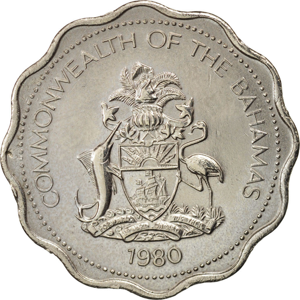 Bahamas, Elizabeth II, 10 Cents, 1980, Franklin Mint, MS(60-62), Copper-nickel