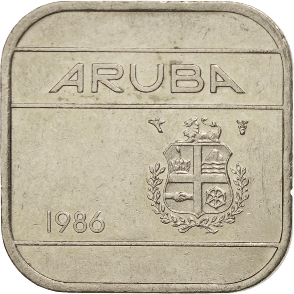 Aruba, Beatrix, 50 Cents, 1986, Utrecht, AU(50-53), Nickel Bonded Steel, KM:4
