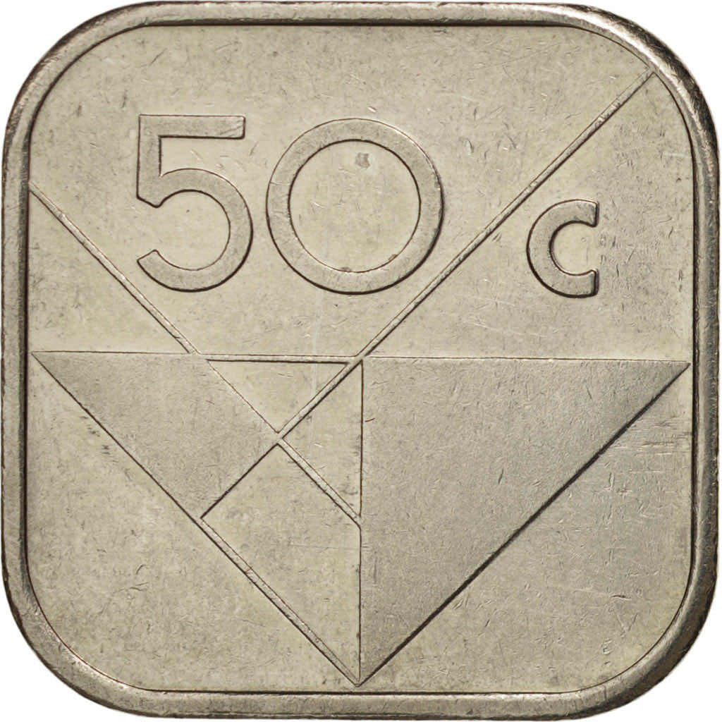 Aruba, Beatrix, 50 Cents, 1986, Utrecht, AU(50-53), Nickel Bonded Steel, KM:4