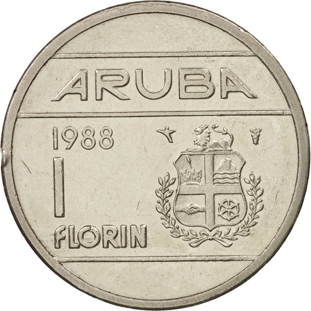 Aruba, Beatrix, Florin, 1988, Utrecht, AU(55-58), Nickel Bonded Steel, KM:5