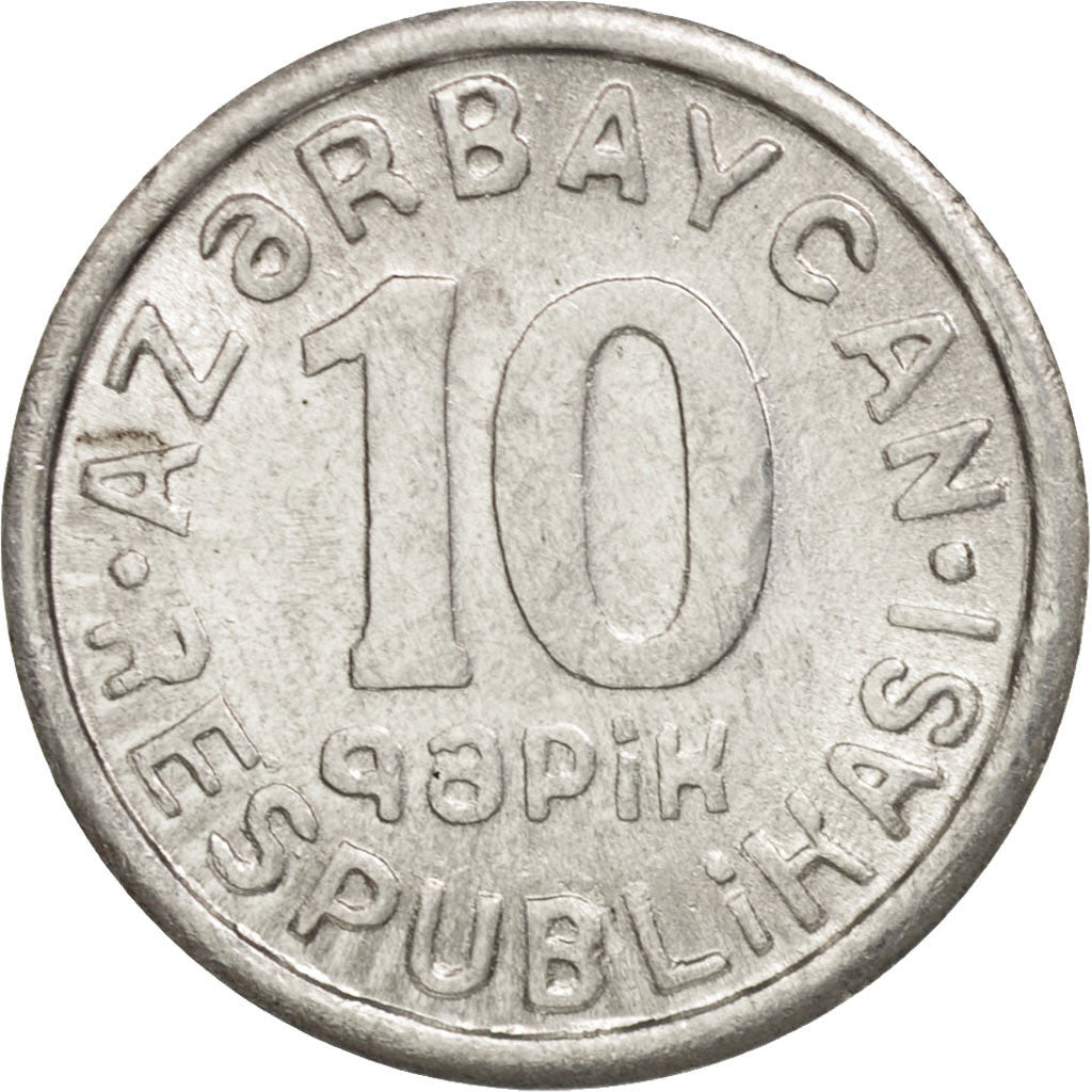 Azerbaijan, 10 Qapik, 1992, AU(55-58), Aluminum, KM:2