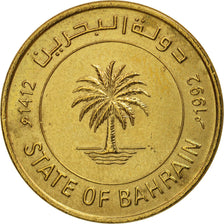Coin, Bahrain, 10 Fils, 1992, AU(50-53), Brass, KM:17