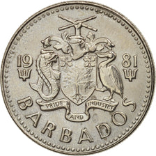 Coin, Barbados, 25 Cents, 1981, Franklin Mint, AU(55-58), Copper-nickel, KM:13