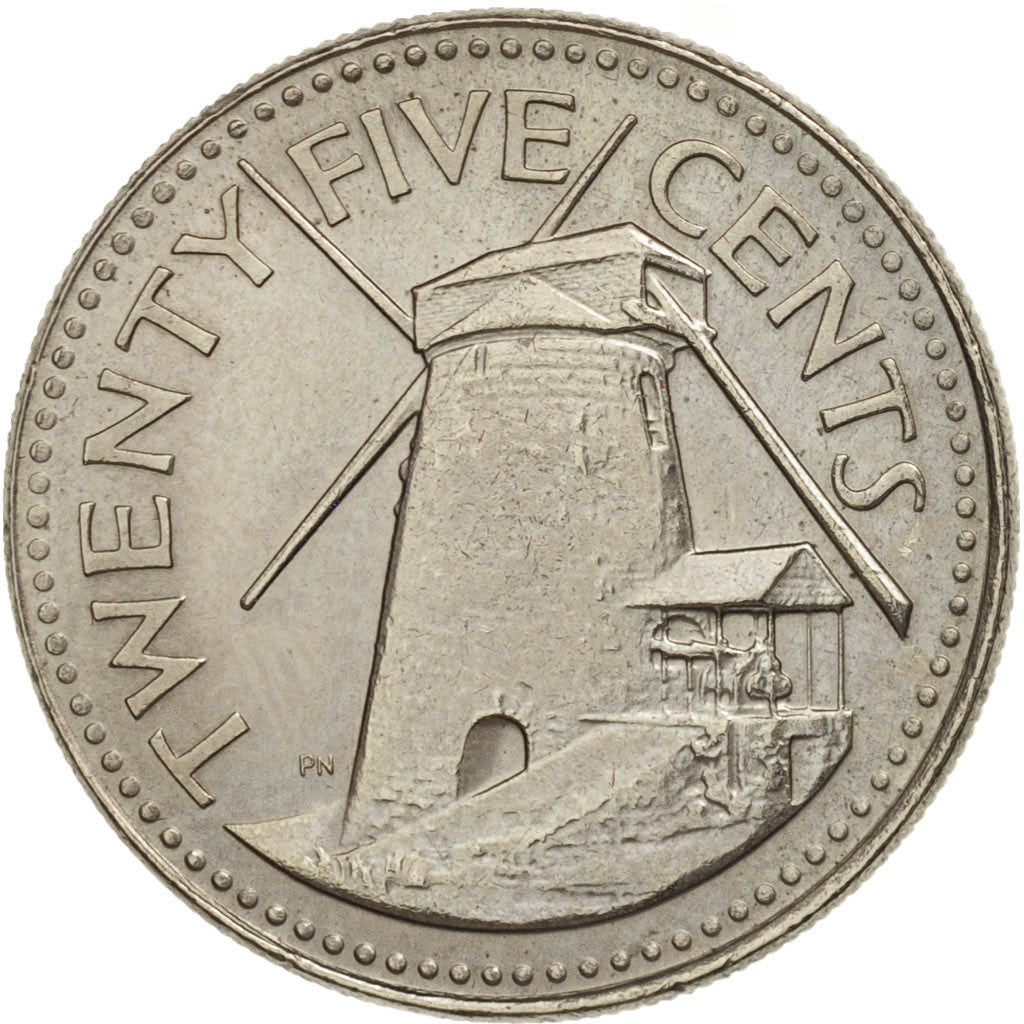 Coin, Barbados, 25 Cents, 1981, Franklin Mint, AU(55-58), Copper-nickel, KM:13