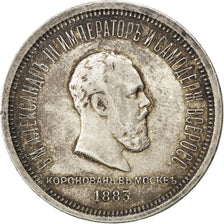 Moneta, Russia, Alexander III, Rouble, 1883, St. Petersburg, BB, Argento, KM:43
