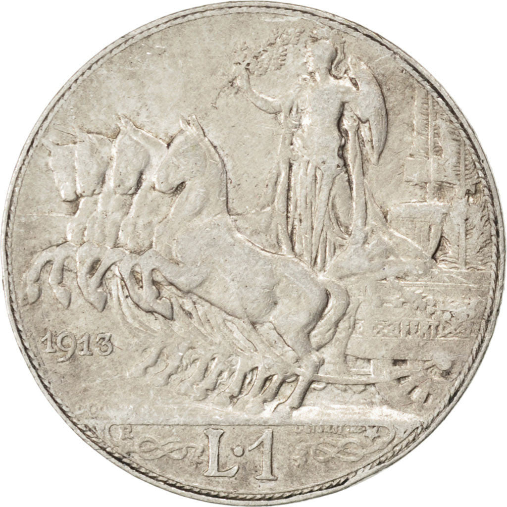 ITALY, Lira, 1913, Rome, KM #45, VF(30-35), Silver, 4.95