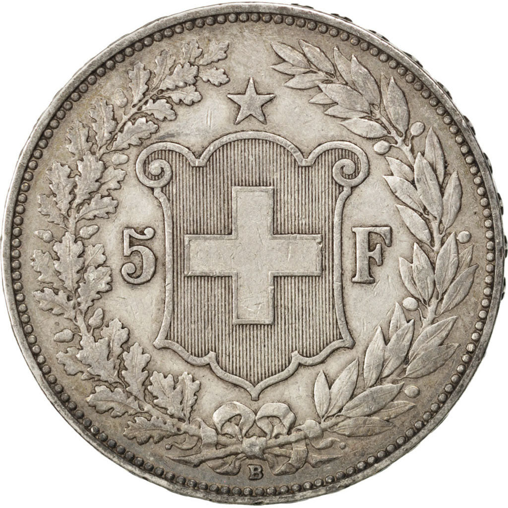 SWITZERLAND, 5 Francs, 1909, Bern, KM #34, EF(40-45), Silver, 37, 24.93