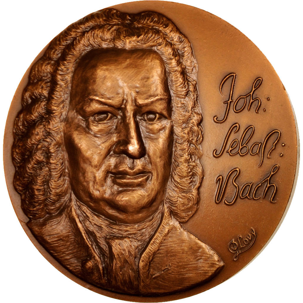France, Medal, Johan Sabastian Bach, History, 1986, AU(55-58), Bronze, 73