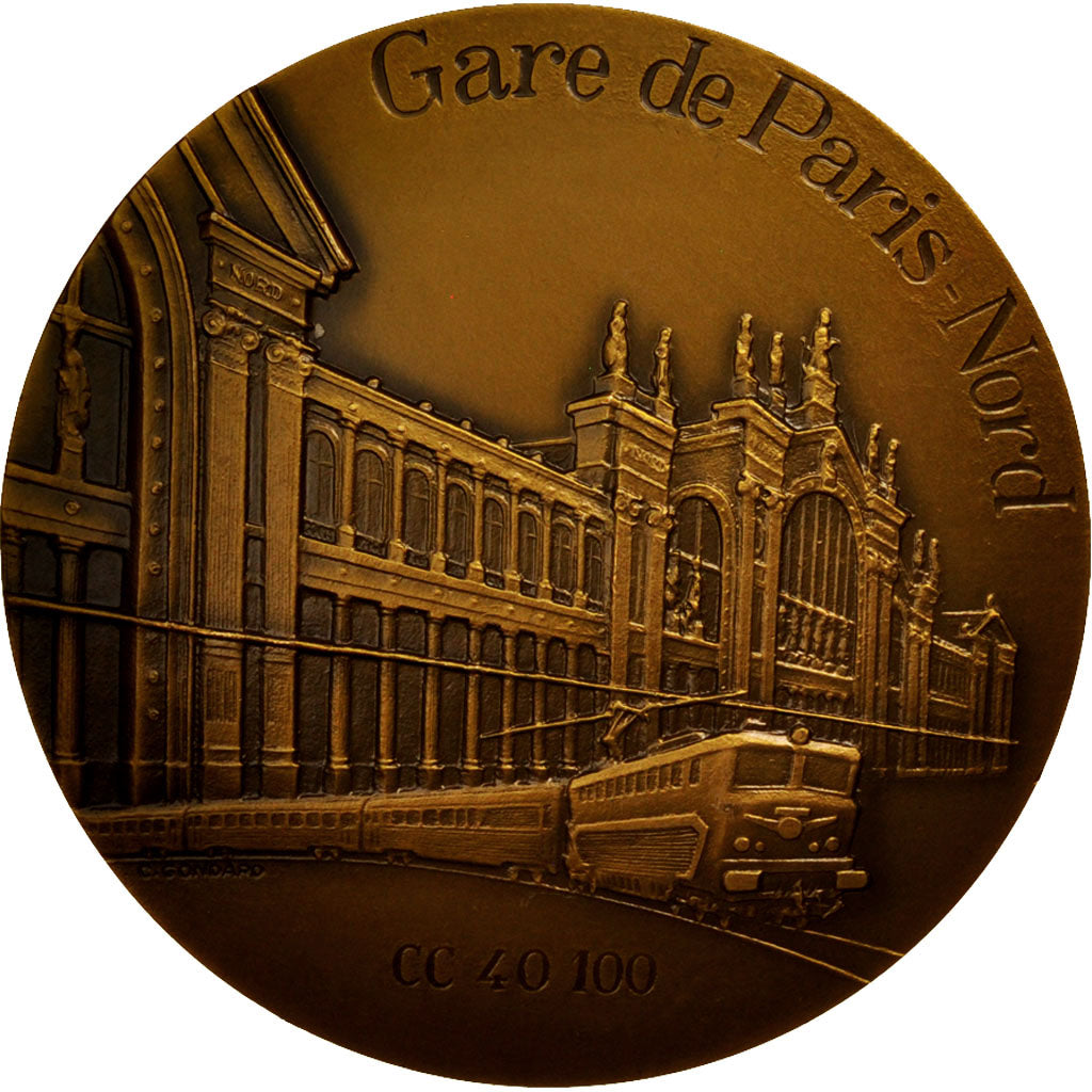 France, Medal, Gare de Paris-Nord, 1988, C. Gondard, AU(55-58), Bronze