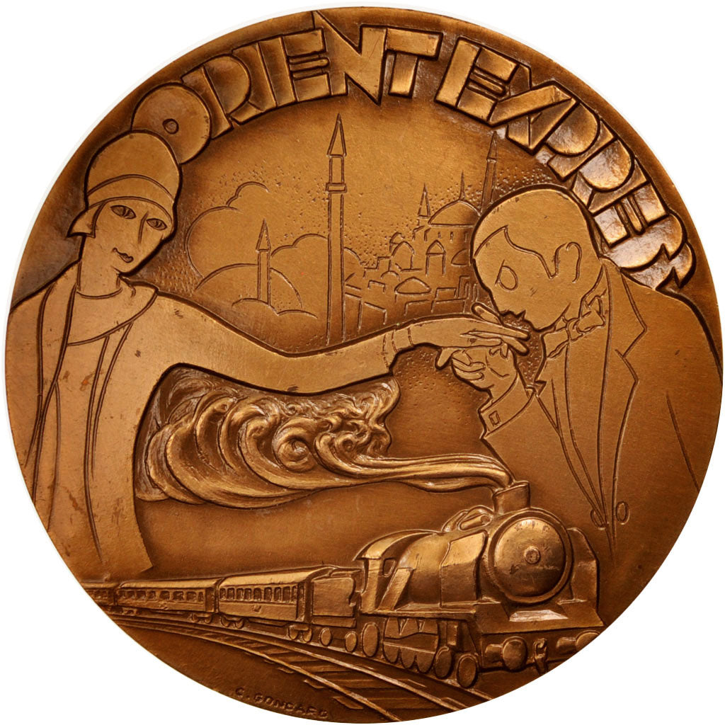 France, Medal, Orient Express, Railway, 1985, C. Gondard, AU(50-53), Bronze