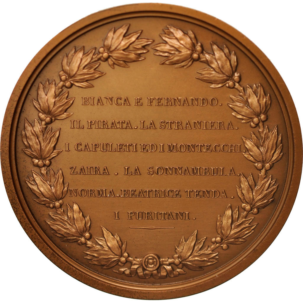 France, Medal, Vincenzo Bellini, History, 1984, Caqué, AU(55-58), Bronze