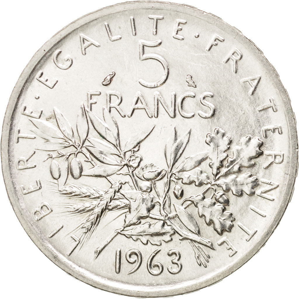 France, Semeuse, 5 Francs, 1963, AU(55-58), Silver, KM:926, Gadoury:770