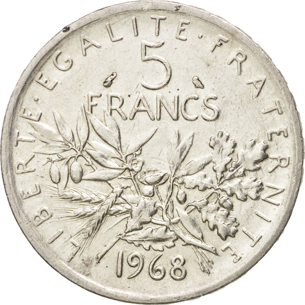 France, Semeuse, 5 Francs, 1968, AU(50-53), Silver, KM:926, Gadoury:770