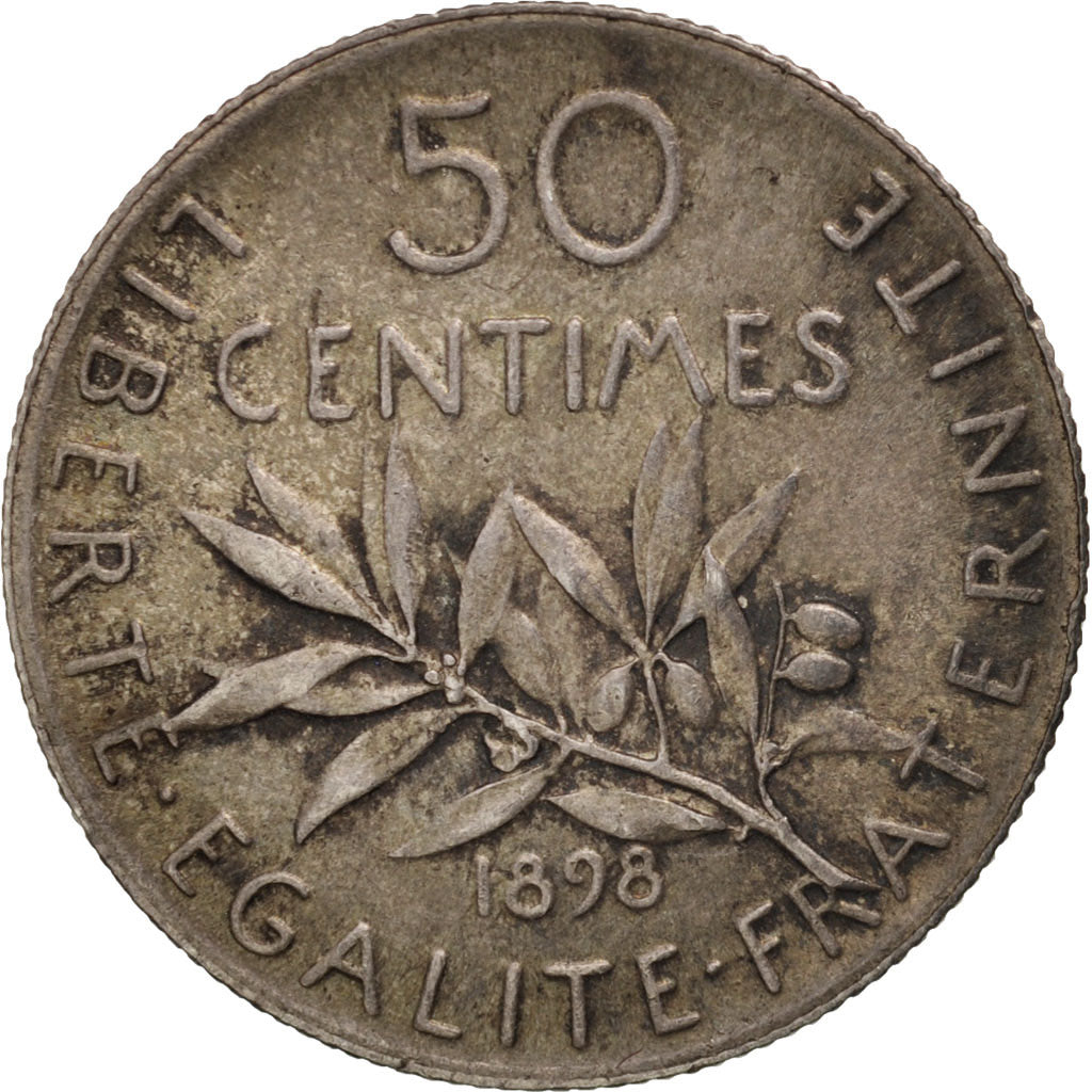 Coin, France, Semeuse, 50 Centimes, 1898, Paris, AU(55-58), Silver, KM:854