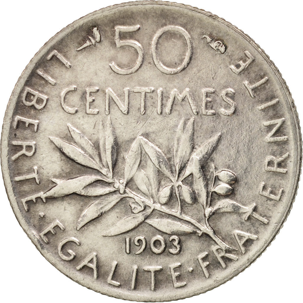 Coin, France, Semeuse, 50 Centimes, 1903, Paris, AU(50-53), Silver, KM:854